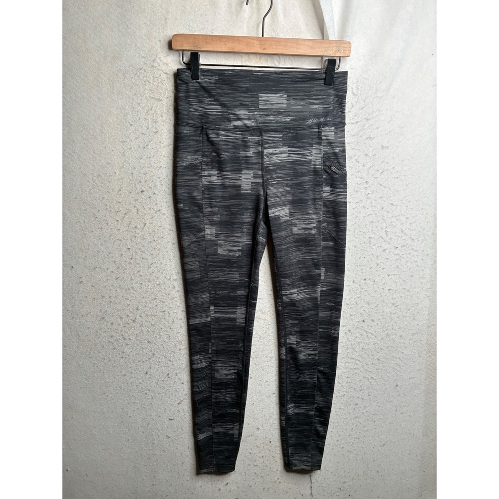 Eddie Bauer Womens Gray Space Dye High Rise Athletic Leggings S Zipper Pocket